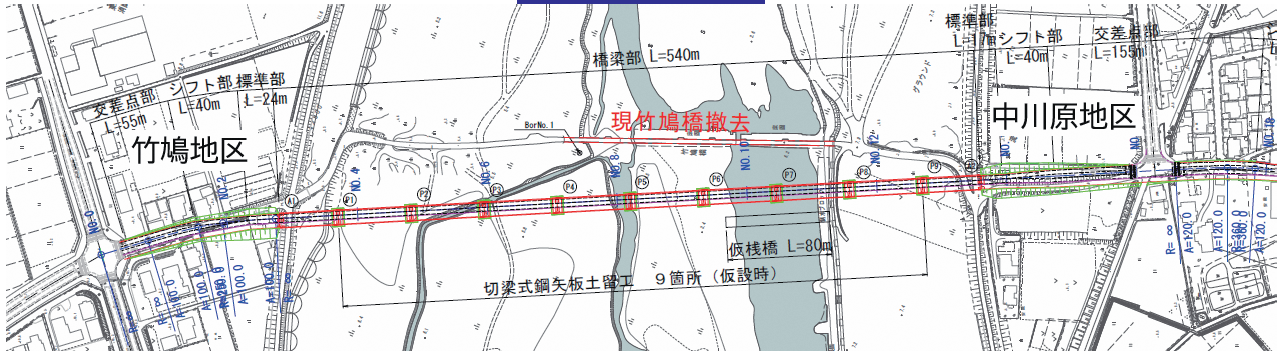 橋梁付近計画平面図（案）